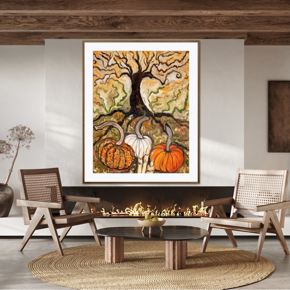 Pumpkin Patch Art Print Oil Painting Halloween gothic witchy autumn fall decor - Picture 8 of 10